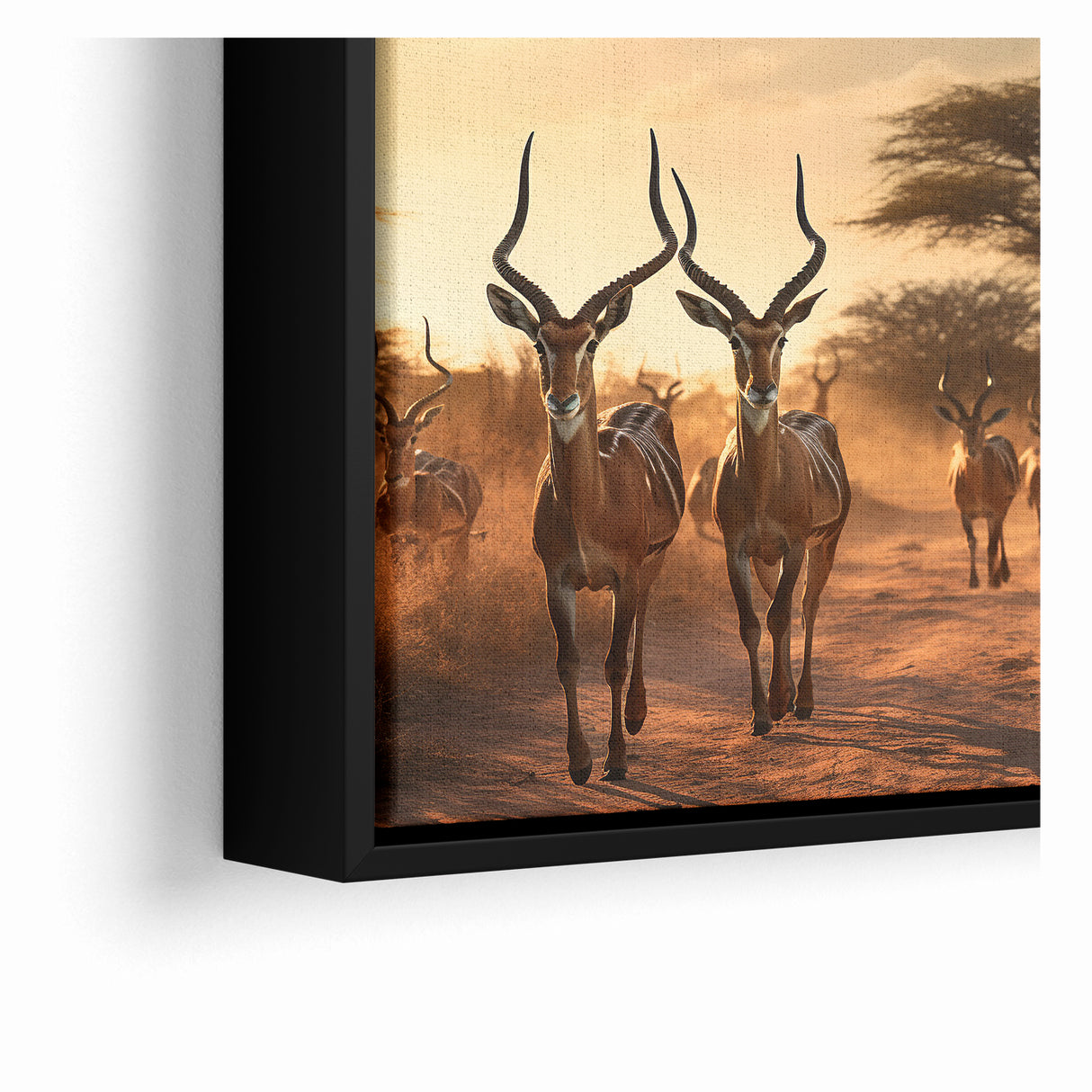Graceful Antelope Herd at Sunset – Stunning Wildlife Canvas Art