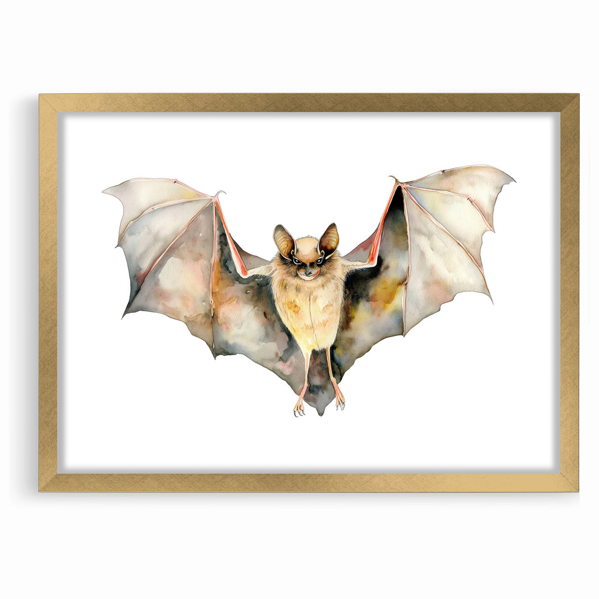 Graceful Bat Watercolor Art - Elegant Wildlife Canvas Wall Decor