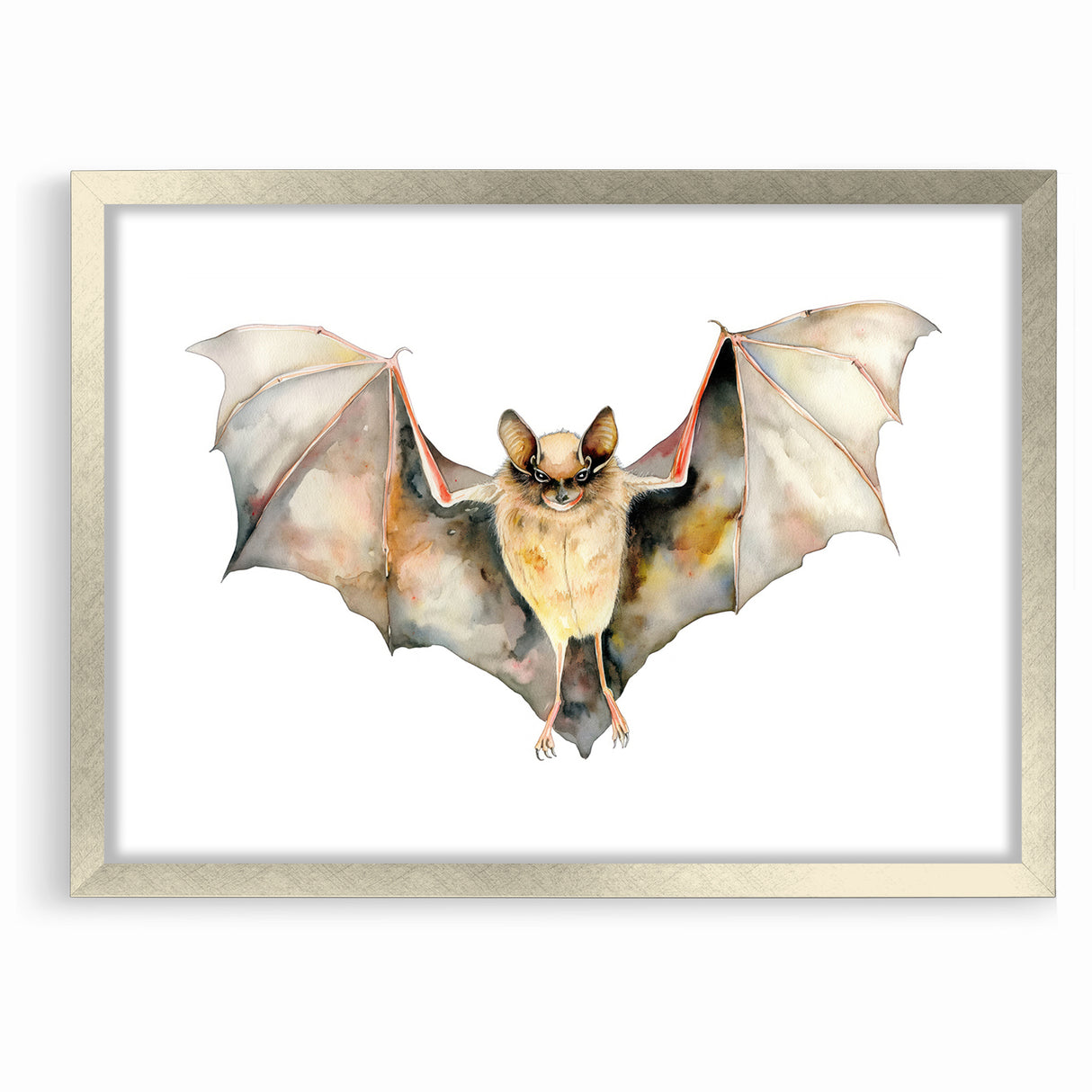 Graceful Bat Watercolor Art - Elegant Wildlife Canvas Wall Decor