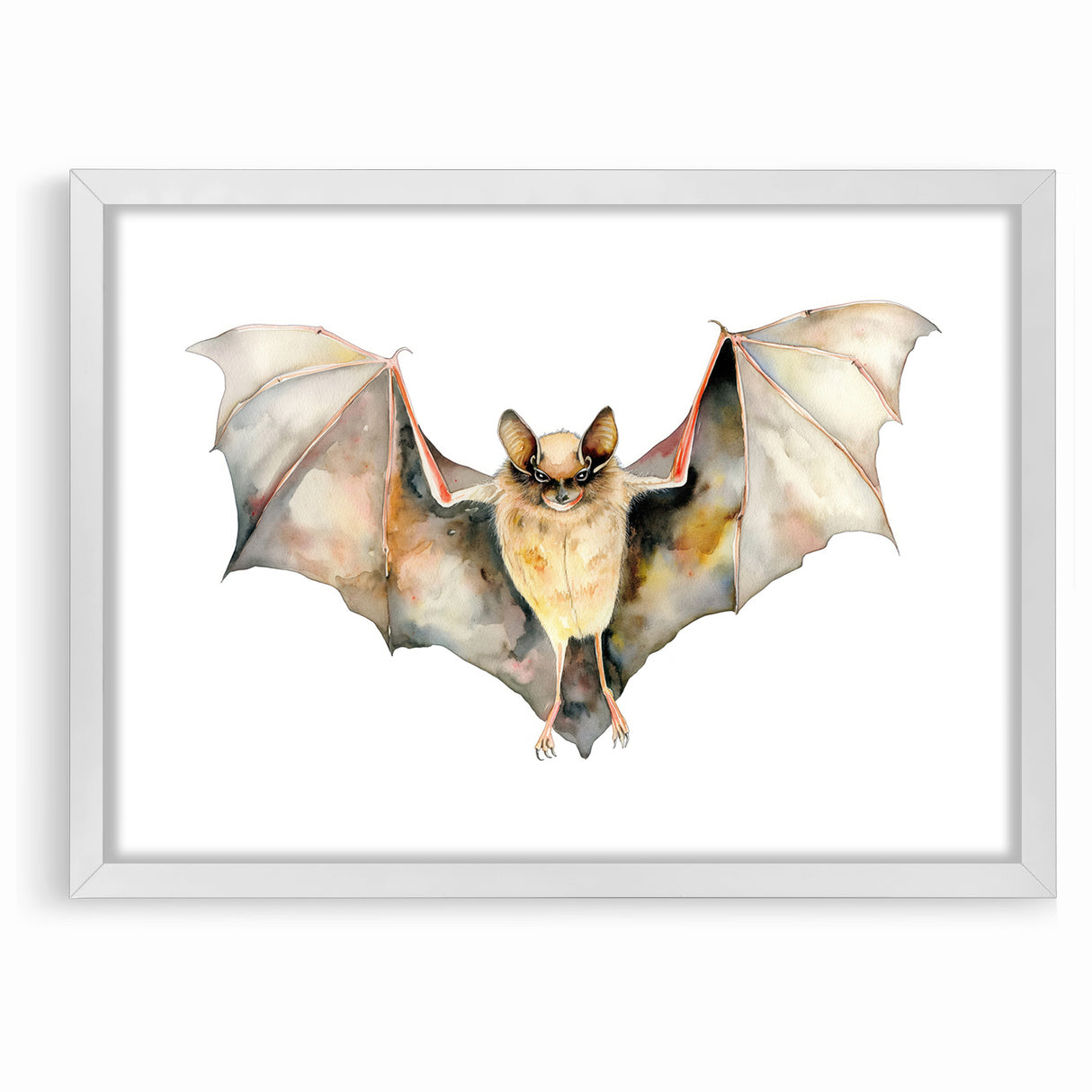Graceful Bat Watercolor Art - Elegant Wildlife Canvas Wall Decor