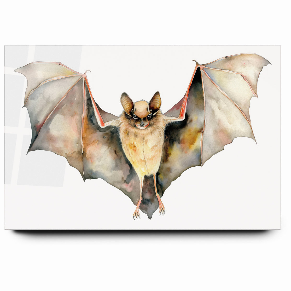 Graceful Bat Watercolor Art - Elegant Wildlife Canvas Wall Decor