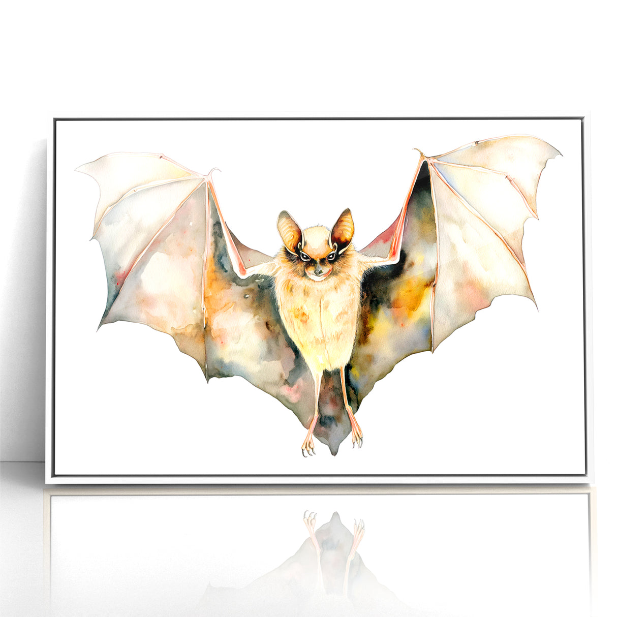 Graceful Bat Watercolor Art - Elegant Wildlife Canvas Wall Decor