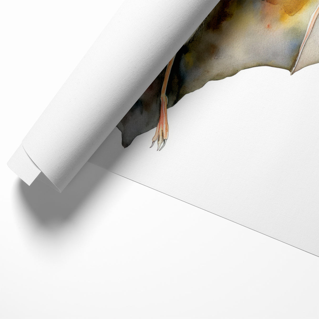 Graceful Bat Watercolor Art - Elegant Wildlife Canvas Wall Decor