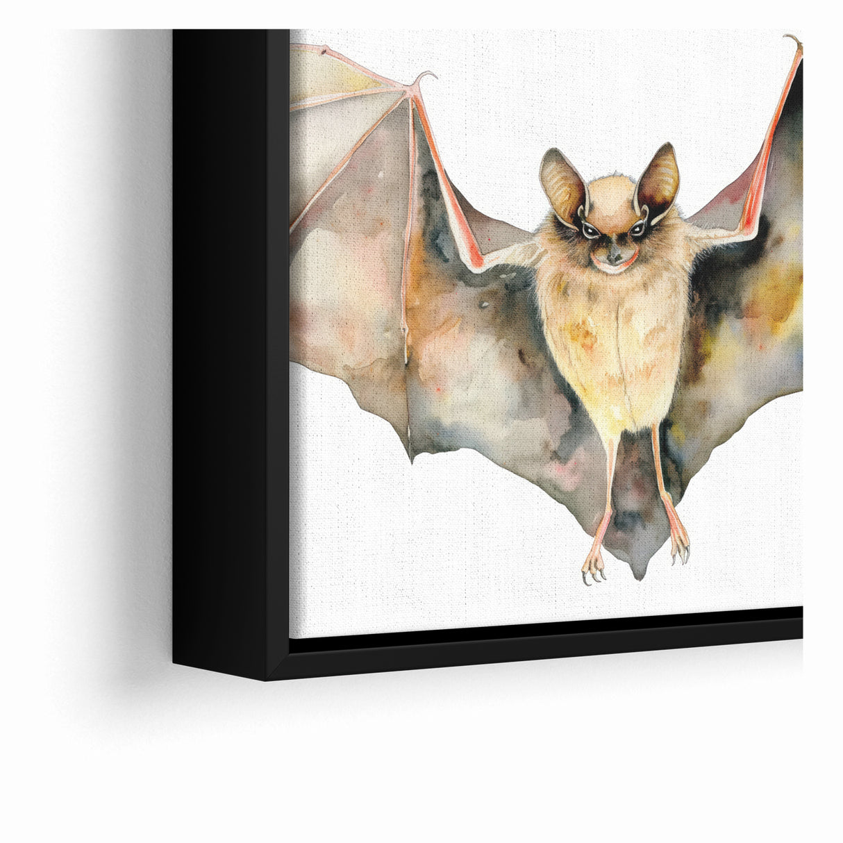 Graceful Bat Watercolor Art - Elegant Wildlife Canvas Wall Decor