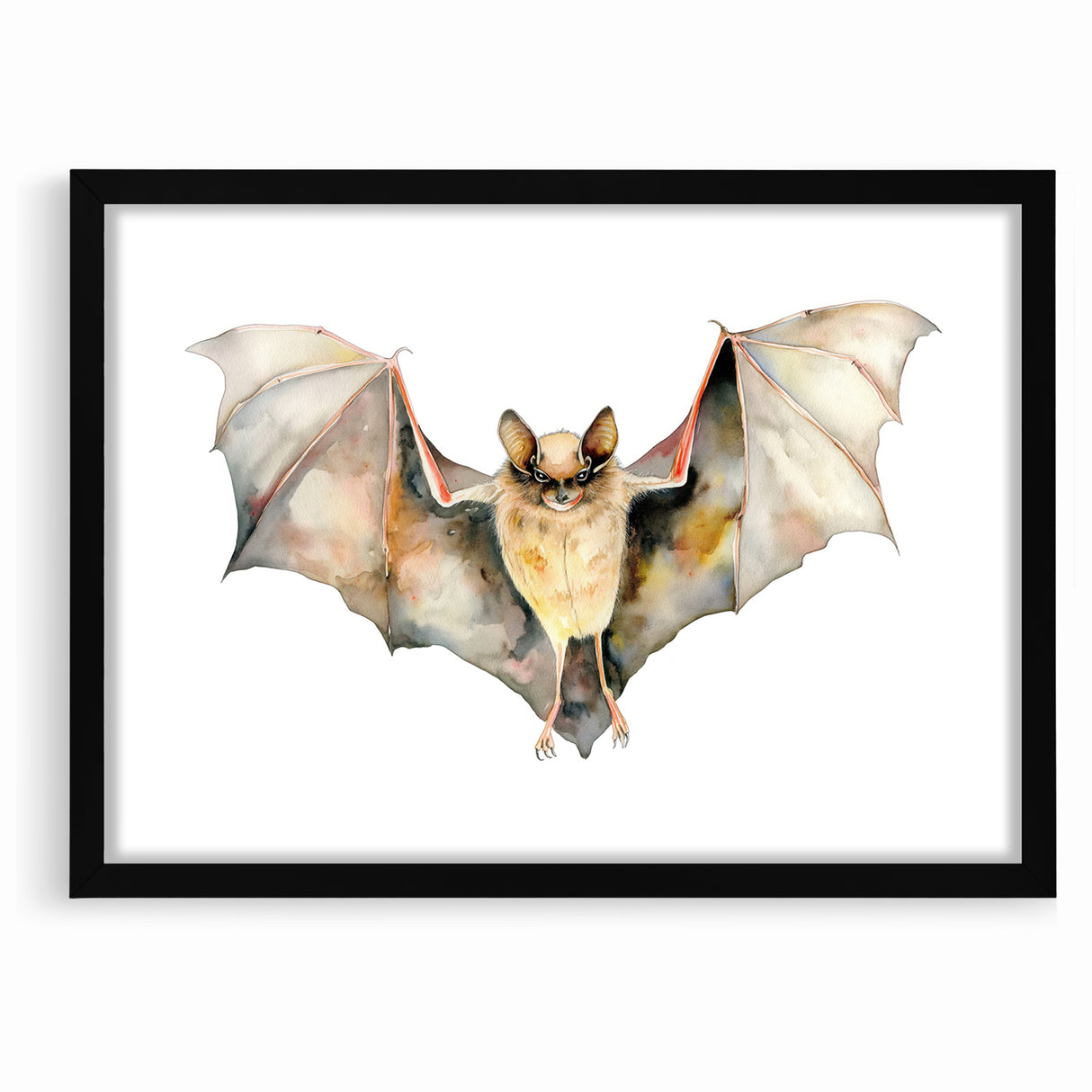 Graceful Bat Watercolor Art - Elegant Wildlife Canvas Wall Decor
