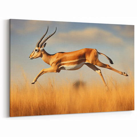 Leaping Antelope in the Wild – Exquisite Wildlife Canvas Art
