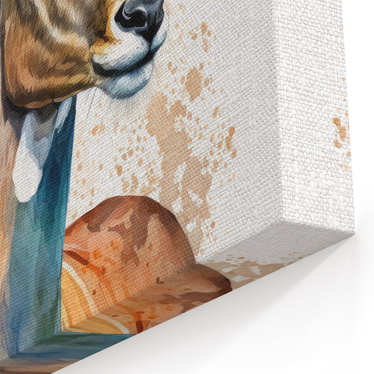 Watercolor Antelope Portrait – Vibrant Wildlife Canvas Art