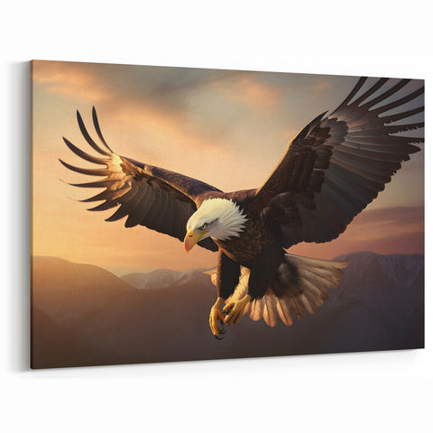 Majestic Birds of Prey Wall Art – Bald Eagle at Sunset Canvas Print