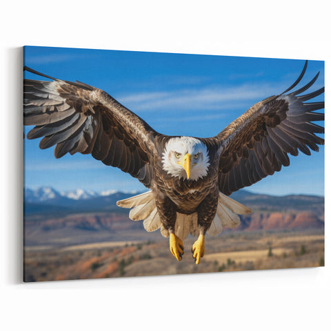 Dynamic Birds of Prey Wall Art – Bald Eagle in Flight Mountain Scene