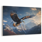 Majestic Birds of Prey Wall Art – Bald Eagle Soaring in Snowy Mountains