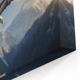 Majestic Birds of Prey Wall Art – Bald Eagle Soaring in Snowy Mountains