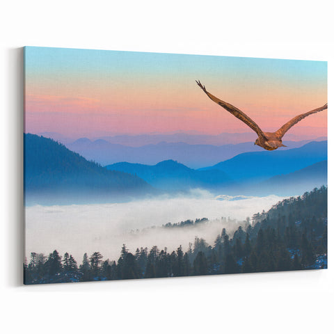 Soaring Eagle Over Mountains - Majestic Birds of Prey Landscape Print