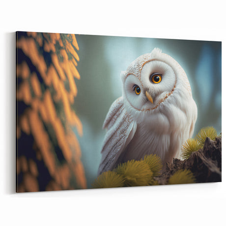 Charming Owl Wall Art - Adorable Birds of Prey Wildlife Canvas Print
