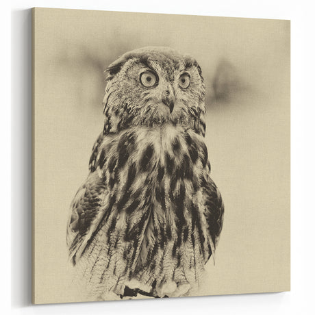 Vintage Owl Wall Art - Elegant Sepia-Toned Birds of Prey Canvas Print