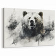 Powerful Grizzly Bear Art – Striking Monochrome Wildlife Wall Print