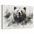 Powerful Grizzly Bear Art – Striking Monochrome Wildlife Wall Print