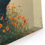 Serene Black Bear with Flowers – Elegant Wildlife Wall Art Print