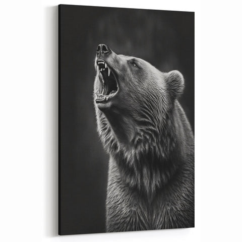 Fierce Bear Roar - Dynamic Wildlife Art Canvas Print