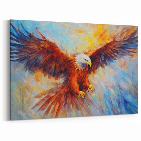 Fiery Eagle Wall Art - Dynamic Birds of Prey Colorful Canvas Print