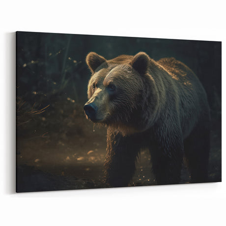 Dramatic Bear in Forest - Stunning Wildlife Canvas Art Print