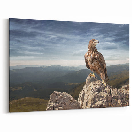 Eagle on Mountain Peak - Majestic Birds of Prey Wall Art Landscape