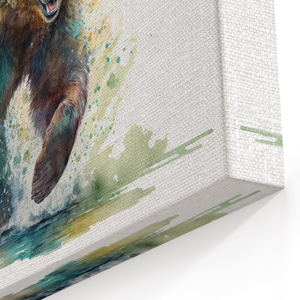 Vibrant Brown Bear Art - Dynamic Wildlife Watercolor Canvas Print