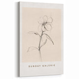 Minimalist Abstract Art | Elegant Single Flower Sketch on Beige Canvas