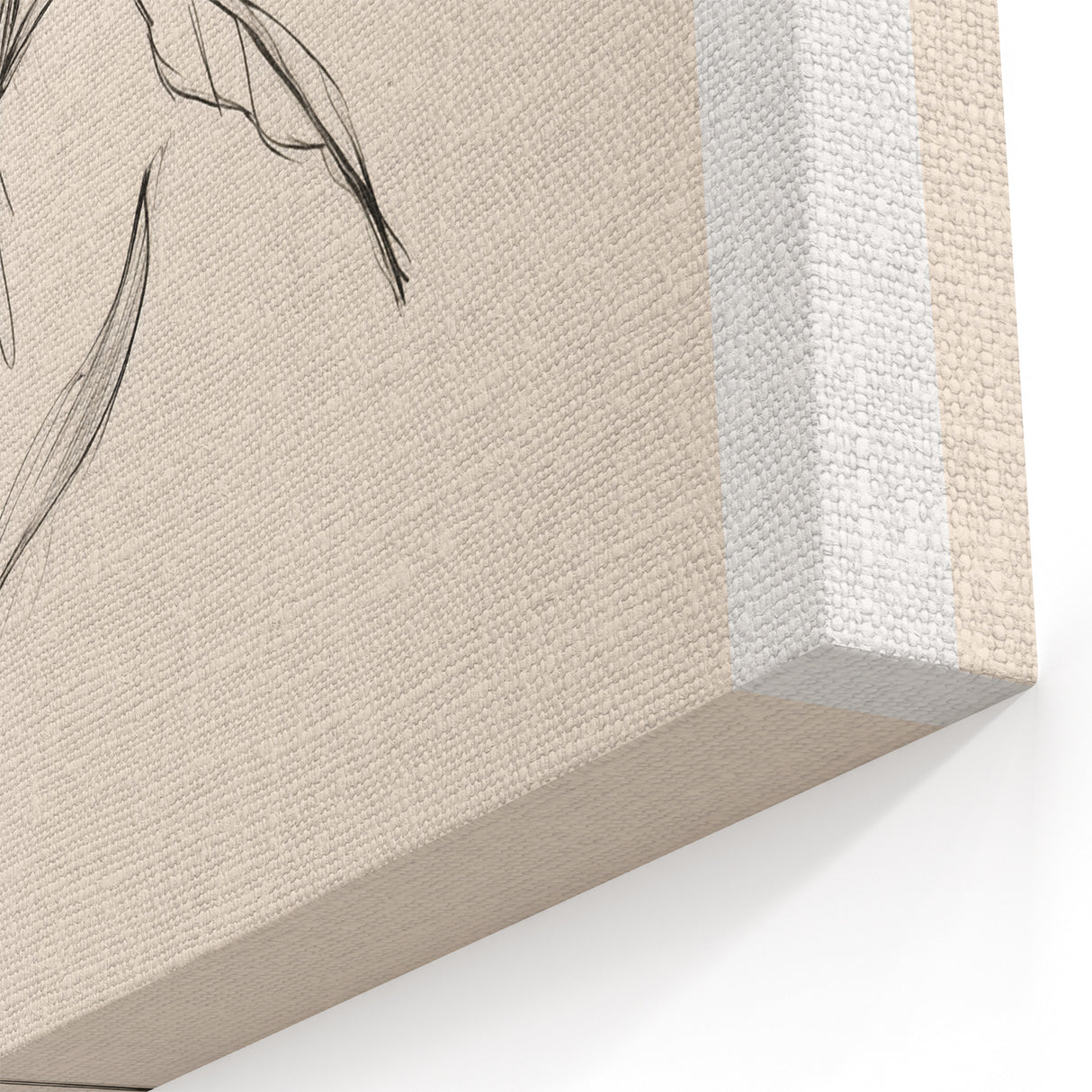 Minimalist Abstract Art | Elegant Single Flower Sketch on Beige Canvas