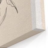 Minimalist Abstract Art | Elegant Single Flower Sketch on Beige Canvas