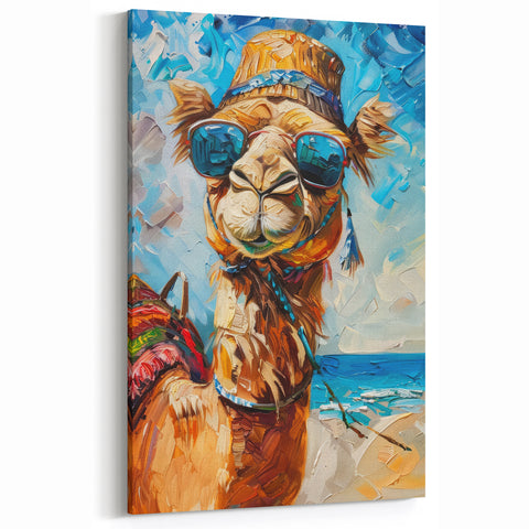 Exotic Camel Wall Art - Vibrant Desert Camel Decor - Camel Canvas Art