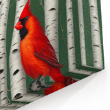 Vibrant Cardinal Wall Art - Majestic Wildlife Print on Birch Trees