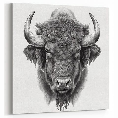 Buffalo Art Print – Detailed Bison Illustration for Modern Decor