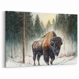 Buffalo Winter Scene – Majestic Bison Art for Rustic Decor