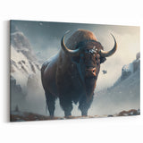 Bison in Winter Mountains – Majestic Buffalo Art for Rustic Decor