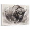 Powerful Buffalo Wall Art - Black and White Bison Canvas Decor