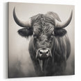 Monochrome Buffalo Wall Art - Majestic Bison Canvas Print Decor