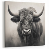 Monochrome Buffalo Wall Art - Majestic Bison Canvas Print Decor