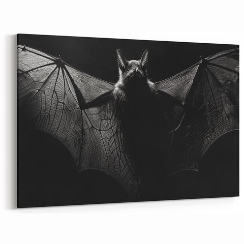 Dark Elegance Bat Art - Majestic Black and White Wildlife Photography