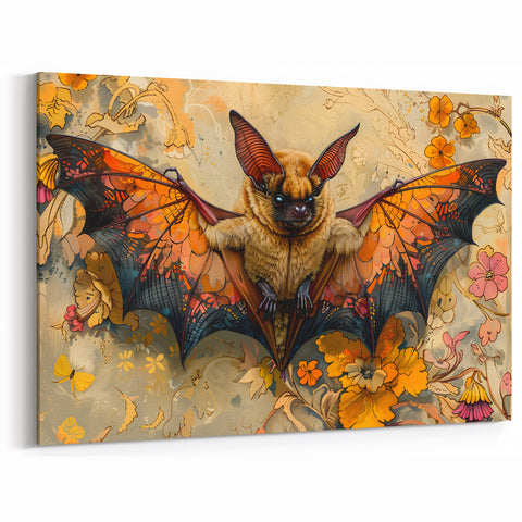 Vibrant Bat Art - Majestic Wildlife Decor with Floral and Autumn Themes