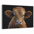 Majestic Brown Cow Wall Art - Cow Canvas Art for Rustic Decor