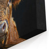 Majestic Brown Cow Wall Art - Cow Canvas Art for Rustic Decor
