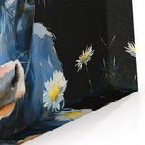 Vibrant Blue Cow Wall Art - Artistic Cow Canvas for Farmhouse Decor