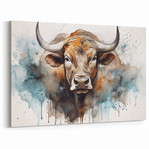 Abstract Brown Cow Wall Art - Unique Cow Canvas for Rustic Decor