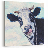 Playful Cow Wall Art - Whimsical Cow Canvas for Farmhouse Decor