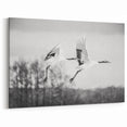 Graceful Crane Wall Art – Pair of Cranes in Flight on Canvas & Acrylic