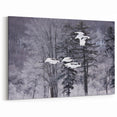 Serene Crane Wall Art – Flock of Cranes in Winter Flight on Canvas