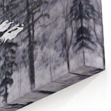 Serene Crane Wall Art – Flock of Cranes in Winter Flight on Canvas