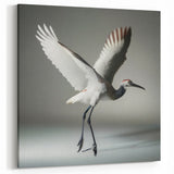 Dynamic Crane Wall Art – Graceful Crane in Motion on Canvas & Acrylic