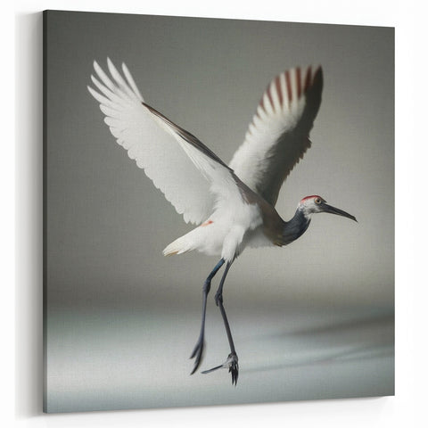 Dynamic Crane Wall Art – Graceful Crane in Motion on Canvas & Acrylic