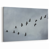 Tranquil Crane Wall Art – Silhouettes of Cranes in Flight on Canvas